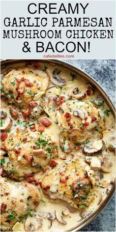 Best Creamy Baked Chicken With Mushrooms & Bacon