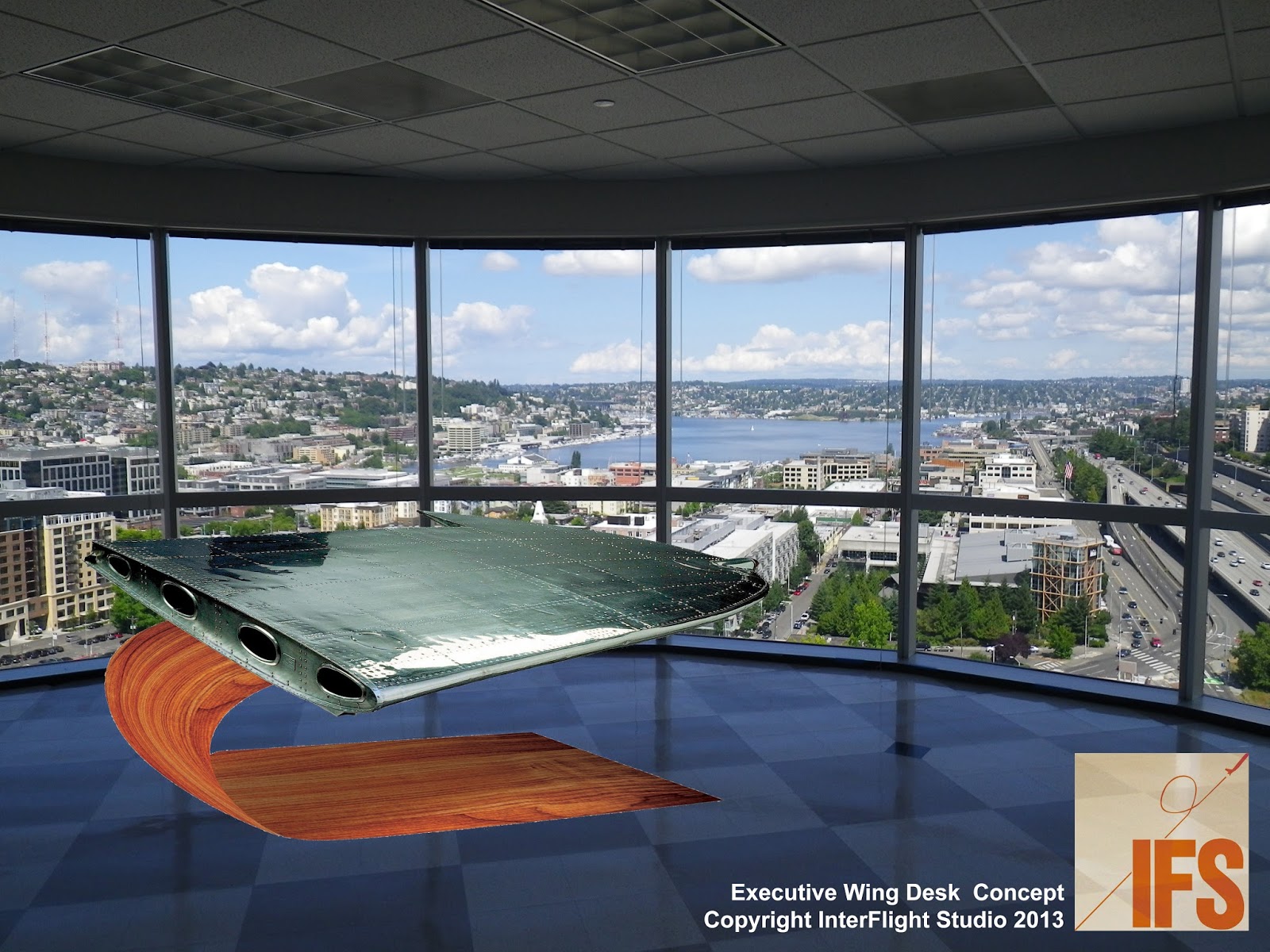 InterFlight Studio Executive Desk Made from an original Aircraft Wing
