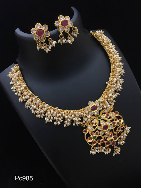 Bridal Pearl neck Sets | Buy Online 1 gram jewellery