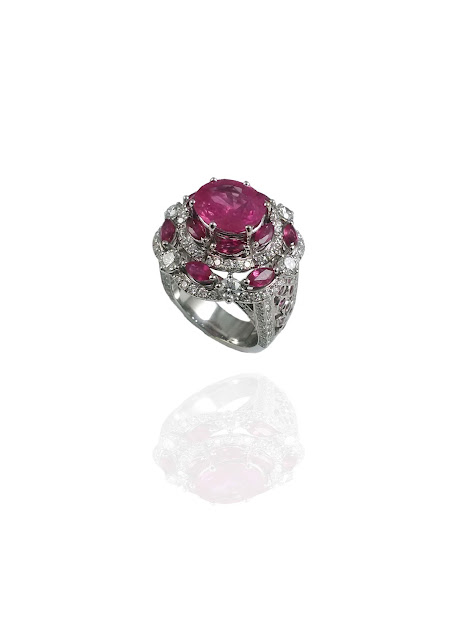 Mirari’s GRS Certified 3.99 ct Burmese Ruby ring handcrafted in 18kt White Gold Mirari’s GRS Certified 3.99 ct Burmese Ruby ring handcrafted in 18kt White Gold