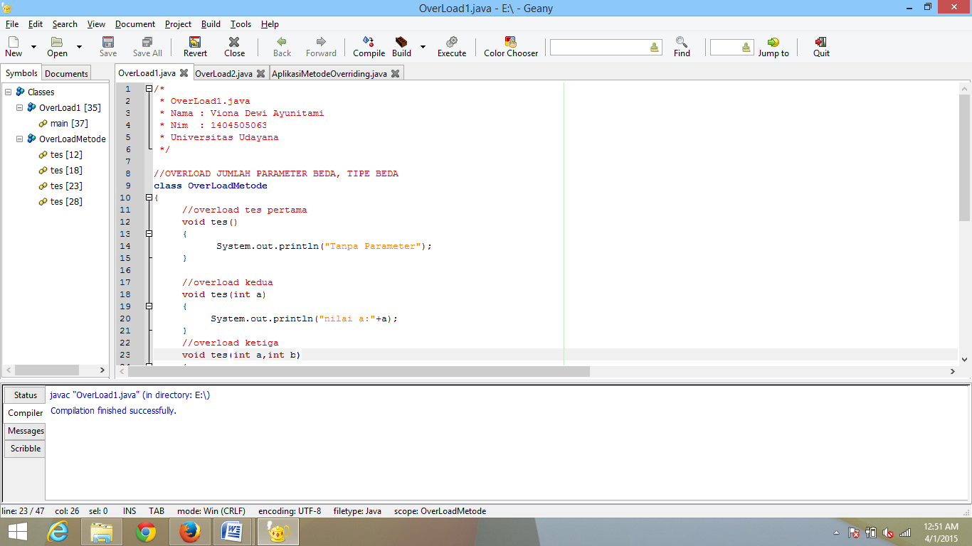 Contoh program overloading dan overriding pada java - catasl