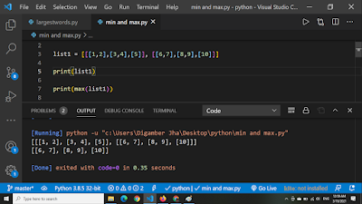 Max Min and Nested List in Python | Python programming | Codin India