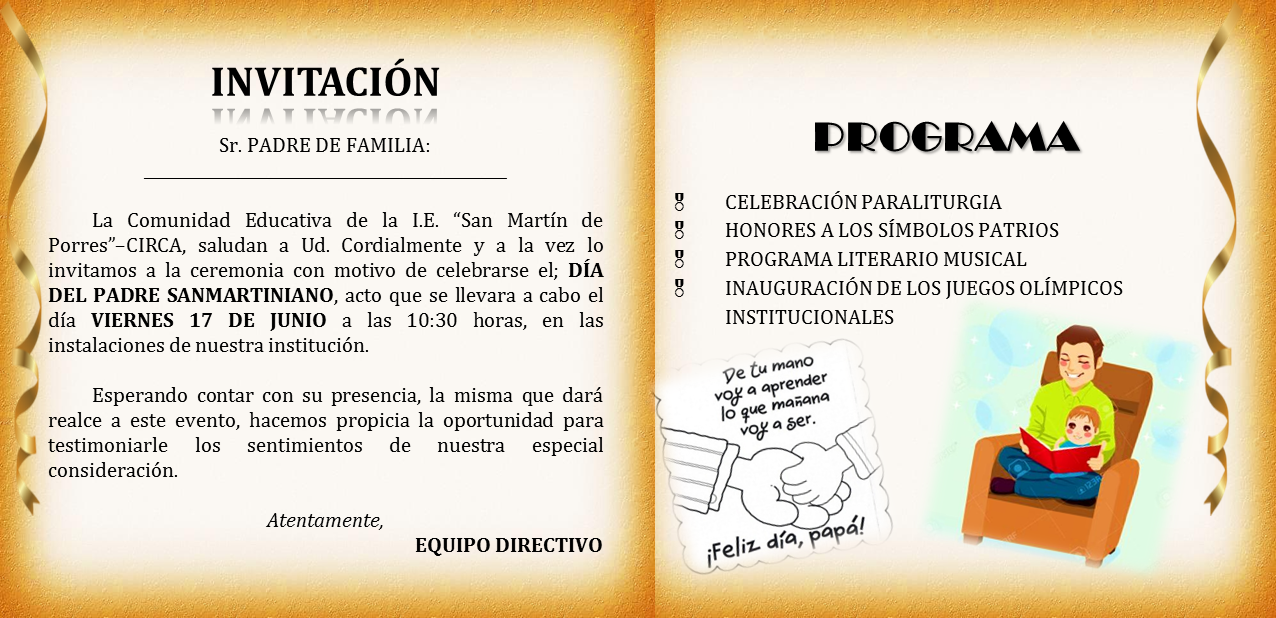 FELIZ DÍA DEL PADRE SAN MARTINIANO I.E. San Martín de