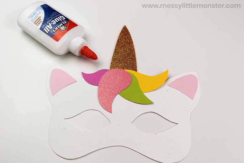 Easy Unicorn Mask Craft (with template) Messy Little Monster