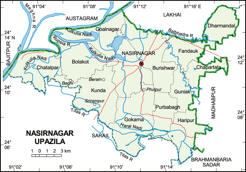 Nasirnagar Upazila Map Brahmanbaria District Bangladesh
