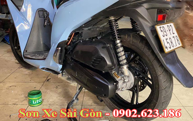 Sơn xe SH 150i màu xám xanh cực đẹp