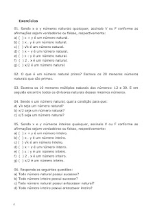 Exercícios de Conjuntos Numéricos