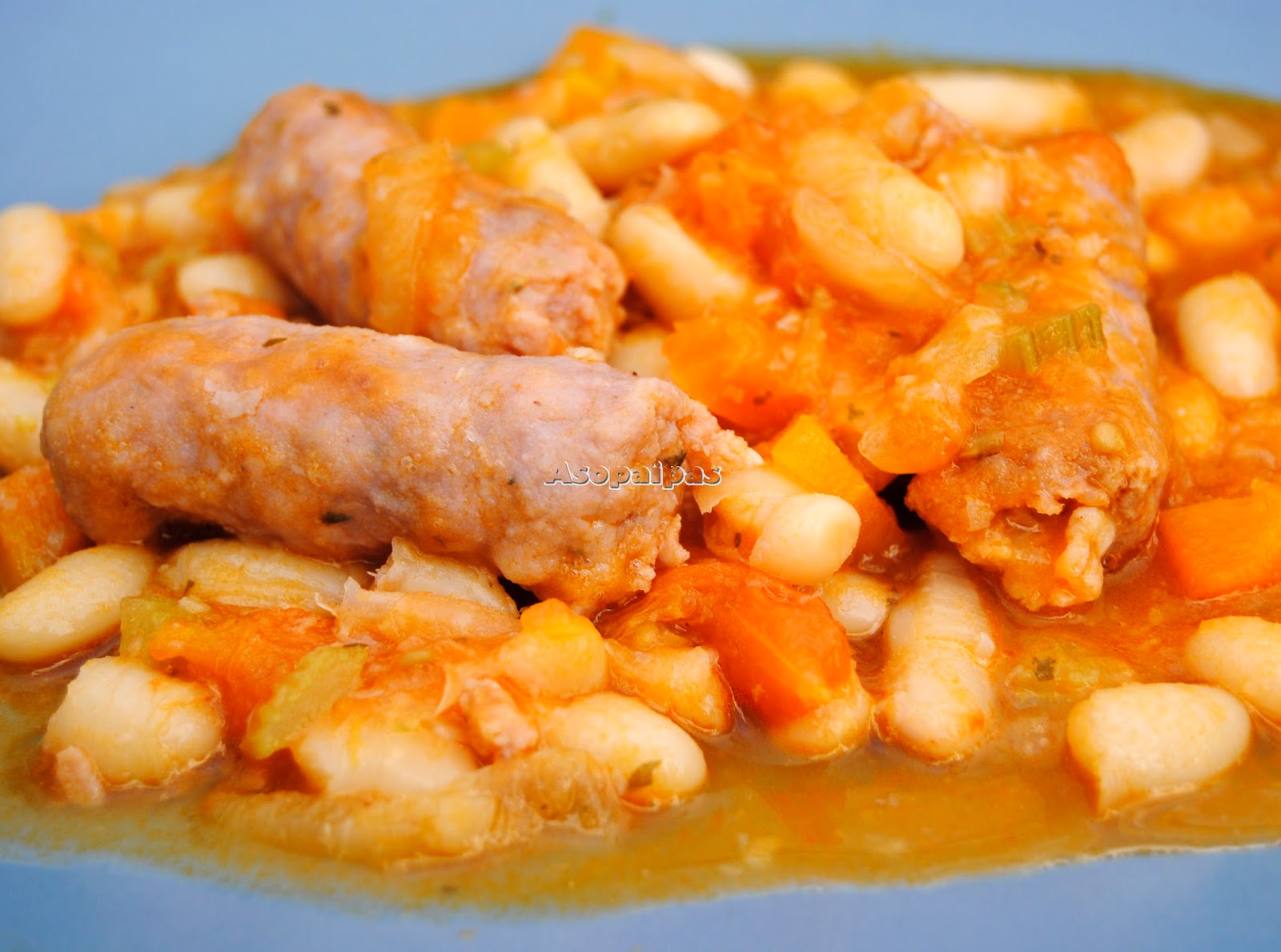 Guiso de Alubias con Salchichas Asopaipas. Recetas de Cocina Casera Guiso de Alubias con Salchichas Asopaipas. Recetas de Cocina Casera