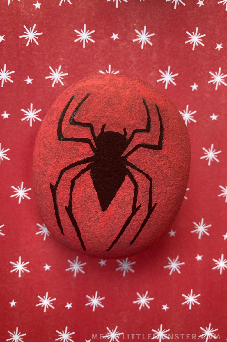 Spiderman Craft - Superhero rock painting