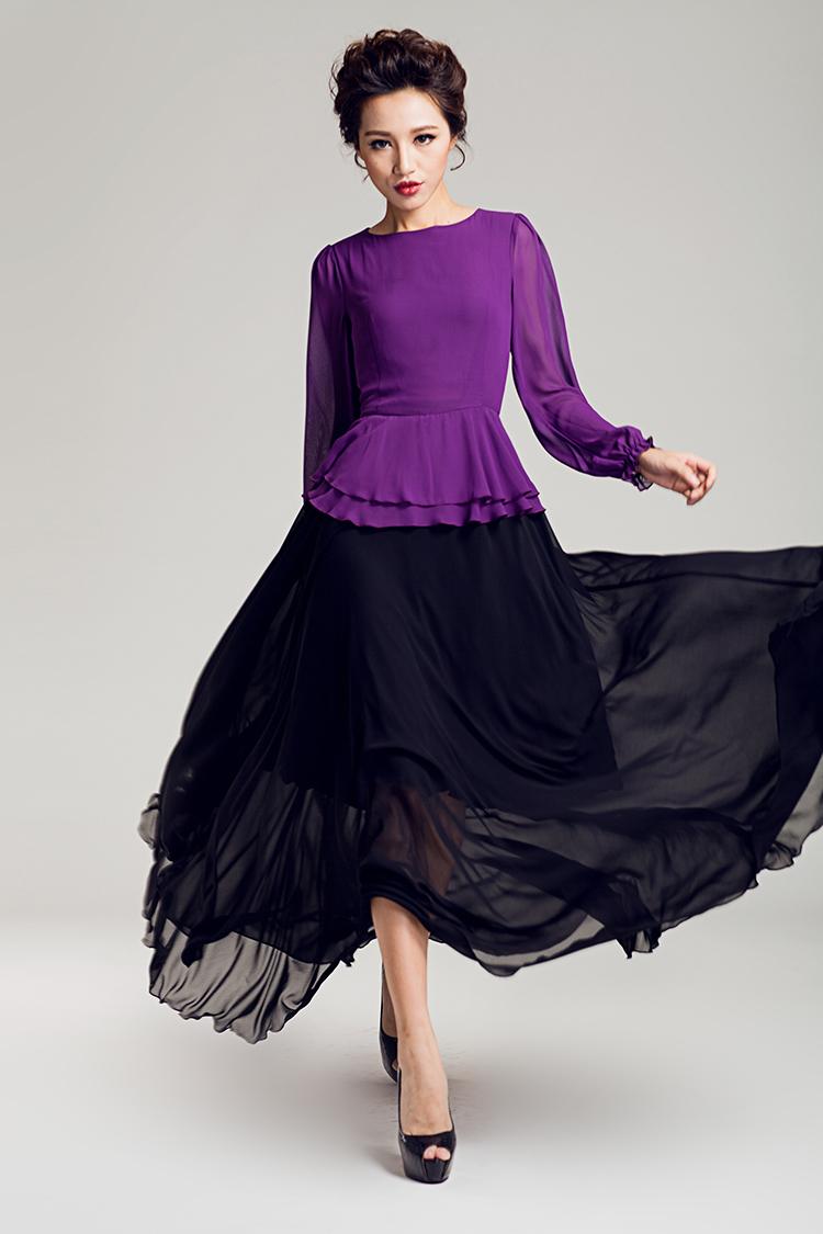 Duchess Fashion: Malaysia Online Clothes Shopping: Long-sleeved Purple ...