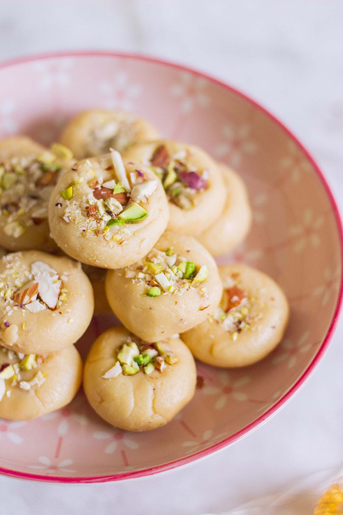 milk peda made from milk powder and condensed milk