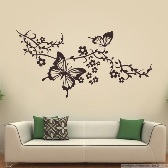Decoración de paredes con mariposas de papel y pintadas a mano lodijoella