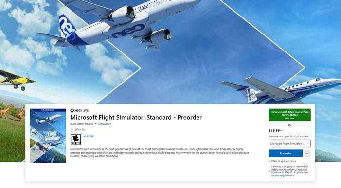 Системные требования Microsoft Flight Simulator 2020