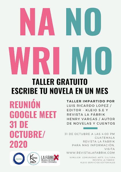 poster taller nano wrimo la fabrik 2020