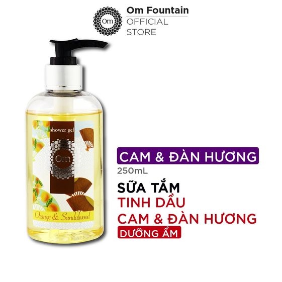 SỮA TẮM SÁNG DA VÀ NGĂN NGỪA MỤN LƯNG TINH DẦU CAM ĐÀN HƯƠNG 250ML – OM FOUNTAIN