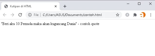membuat teks kutipan di html dengan tag q tag q