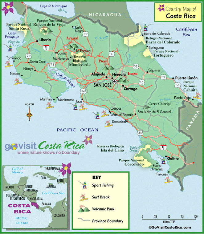 Costa Rica Travel Full Map