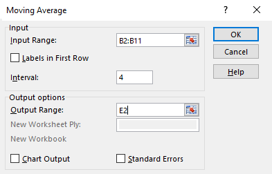 Вычислить скользящее среднее Excel 9