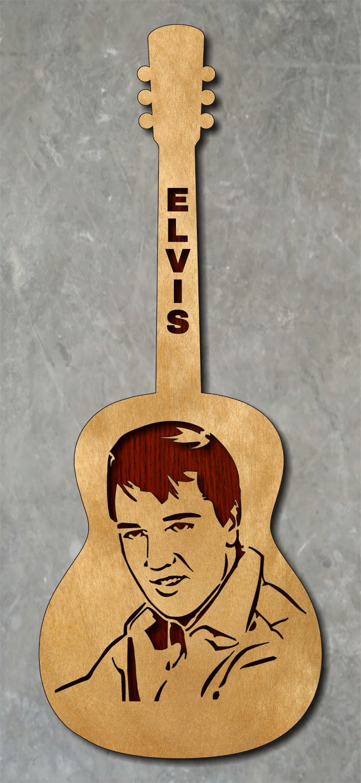 Scrollsaw Elvis Portrait Guitar Scroll Saw Pattern.