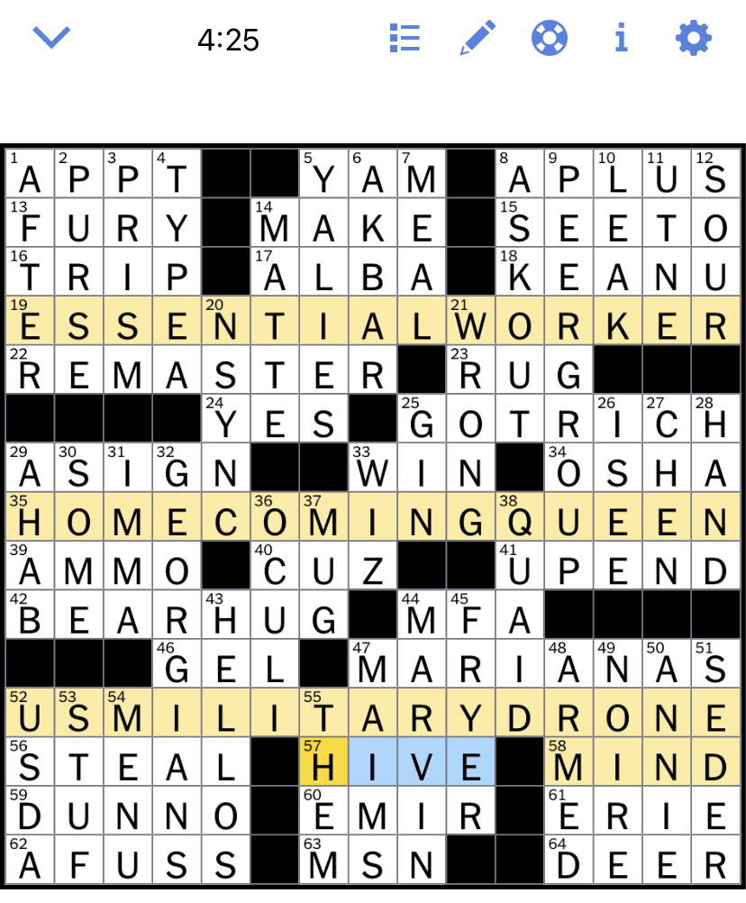 The New York Times Crossword Puzzle Solved Monday's New York Times