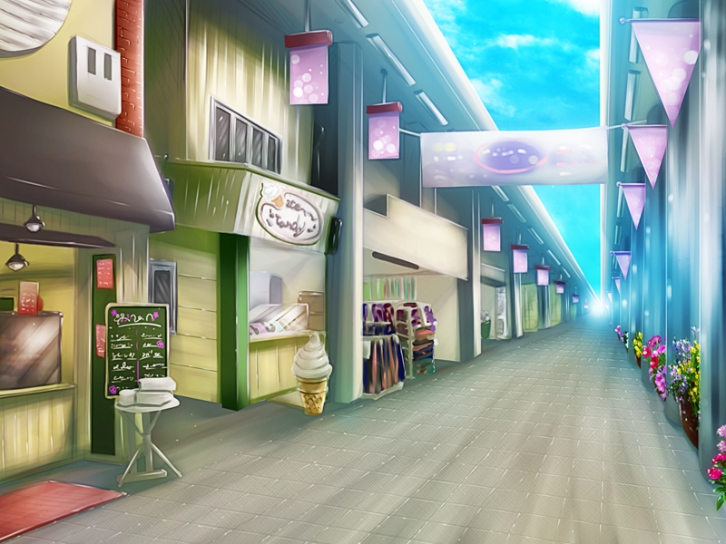 Anime Landscape: Shopping Street (Anime Background)