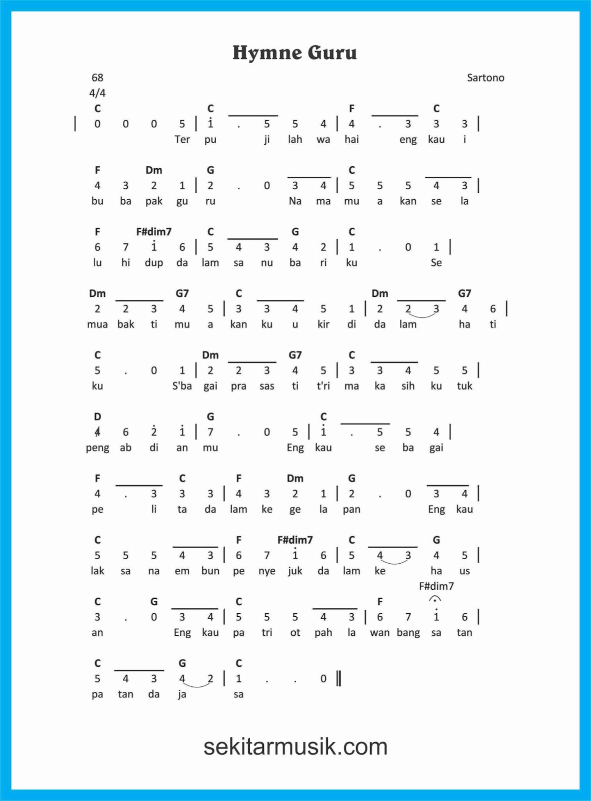 Not Angka Lagu Hymne Guru SEKITAR MUSIK