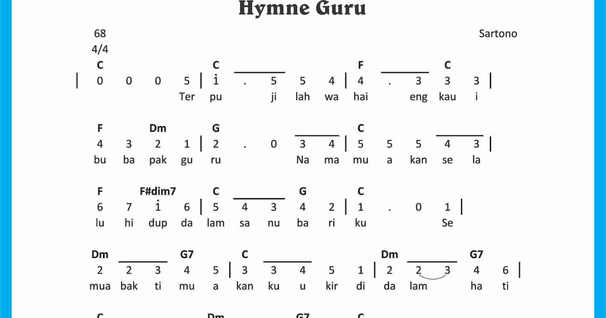 Lirik Dan Not Lagu Hymne Guru – Guru