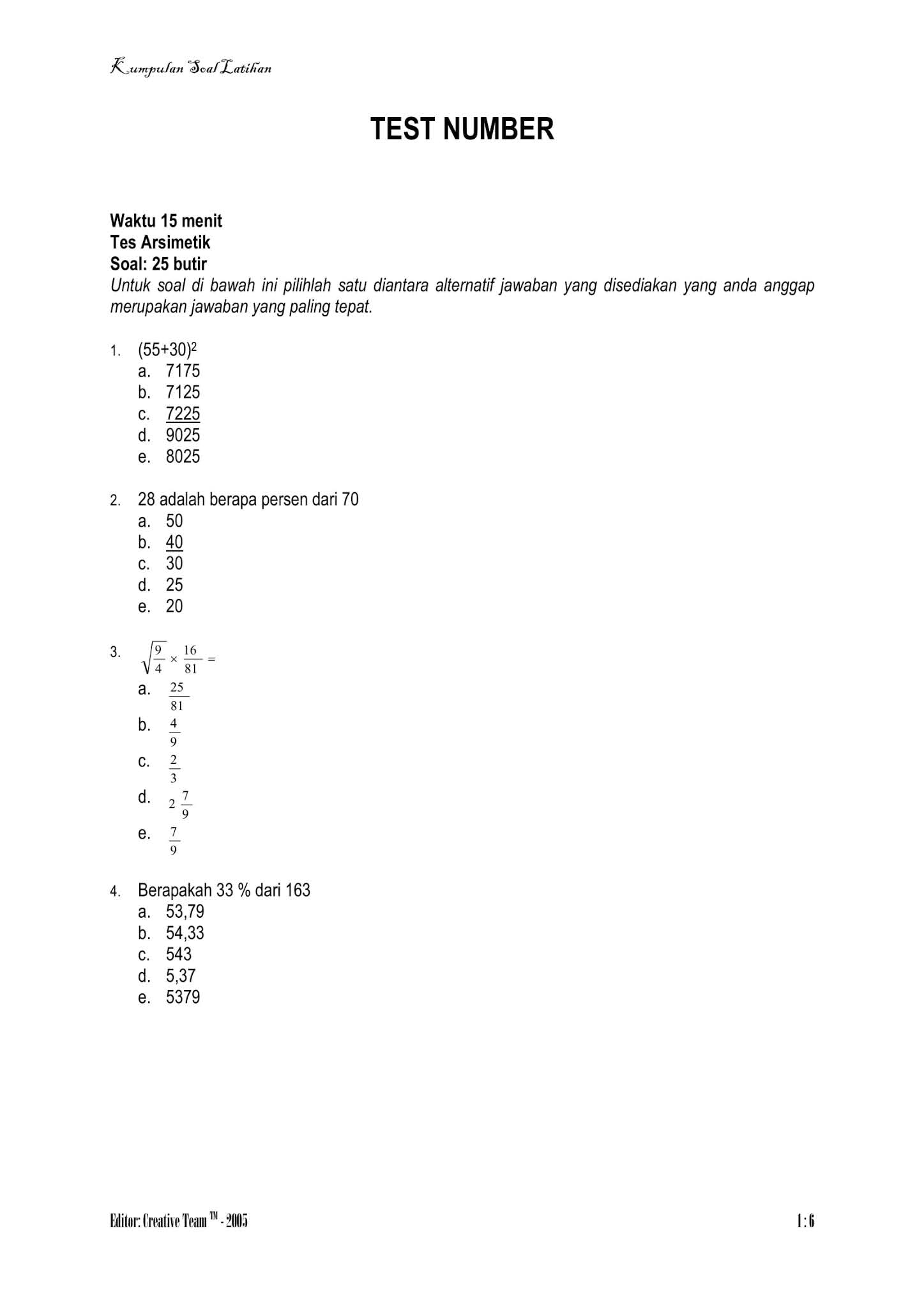 Kumpulan Soal Tes Psikotes CPNS + Kunci Jawaban (Test