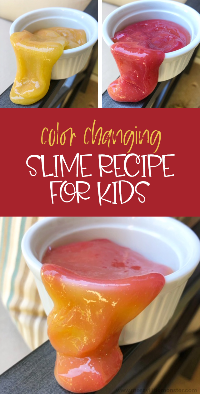 Color changing slime for kids. A fun and easy slime recipe using 2 ingredients! 