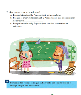 Respuestas Apoyo Primaria Español 2do grado Bloque 2 lección 5 La leyenda de los volcanes