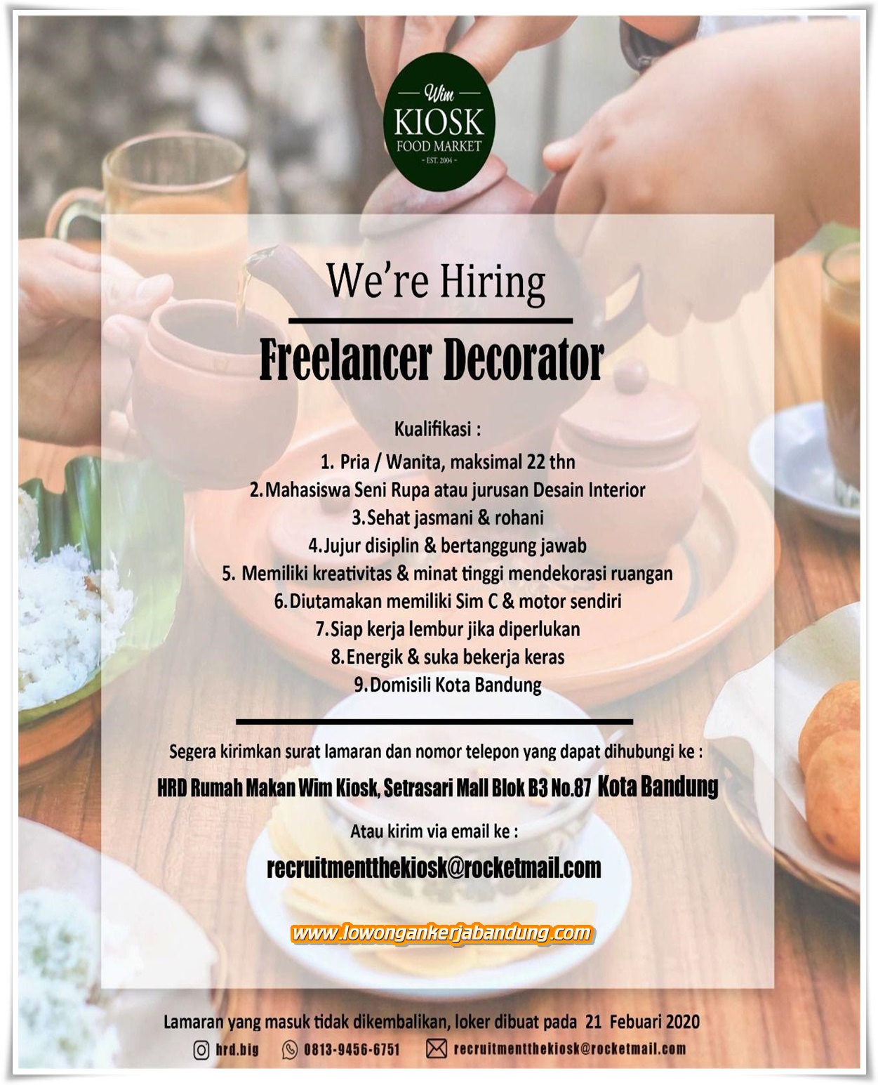 Lowongan Kerja Bandung Freelance Decorator Kiosk - Lowongan Kerja