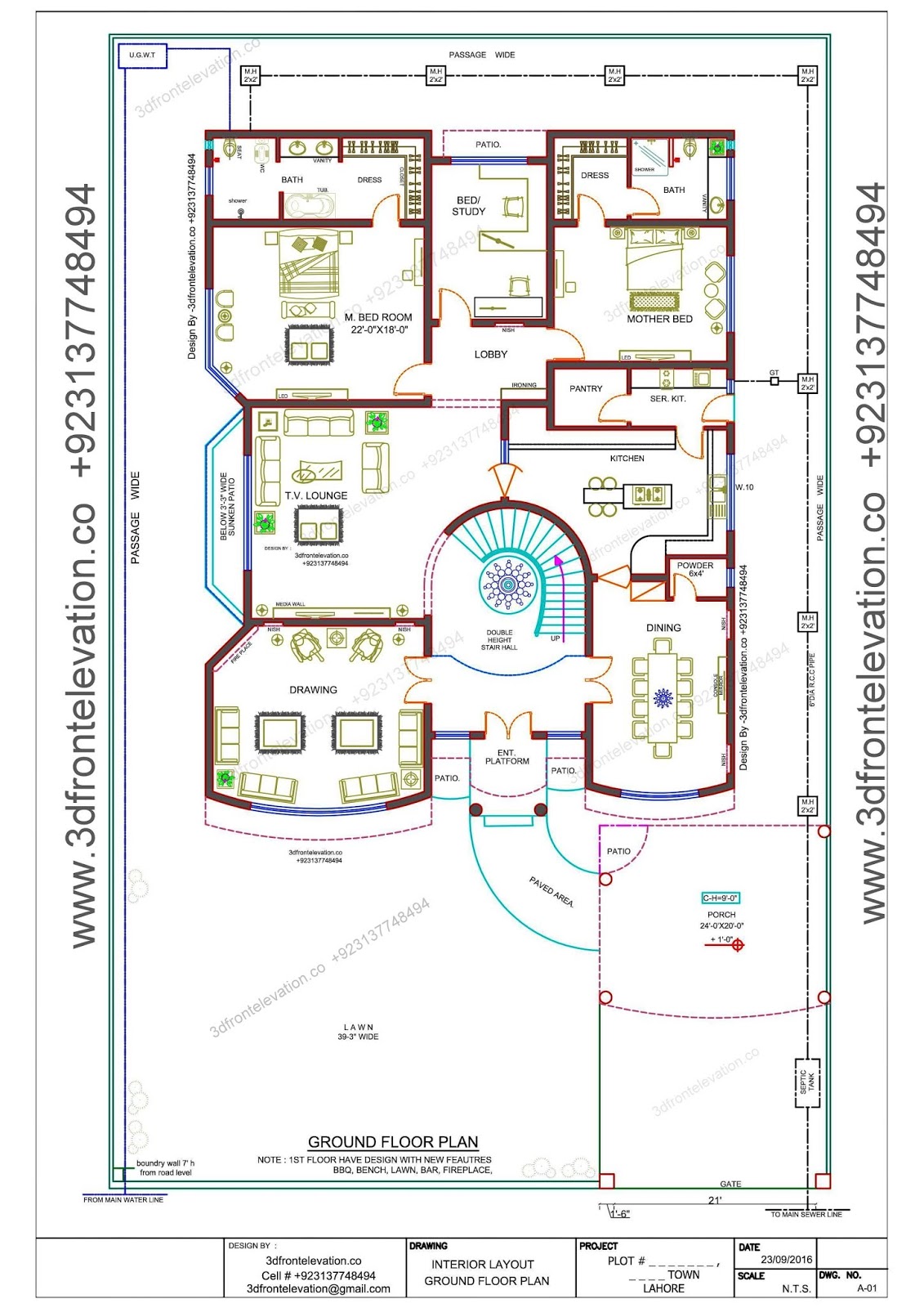 2 KANAL CLASSIAL HOUSE PLAN WITH CENTER DOUBLE HEIGHT STAIR 2 KANAL CLASSIAL HOUSE PLAN WITH CENTER DOUBLE HEIGHT STAIR