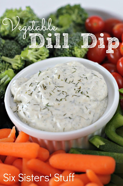 vegetable dill dip, broccoli, tomatoes, peppers, carrots