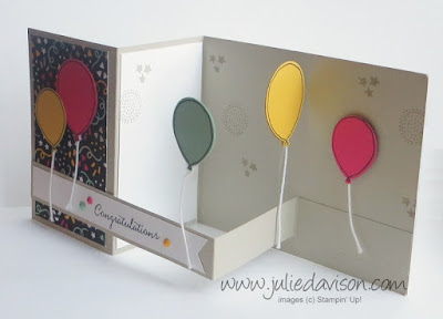 VIDEO: Stampin' Up! Balloon Celebration Double Z Fold Floating Balloon Card ~ www.juliedavison.com