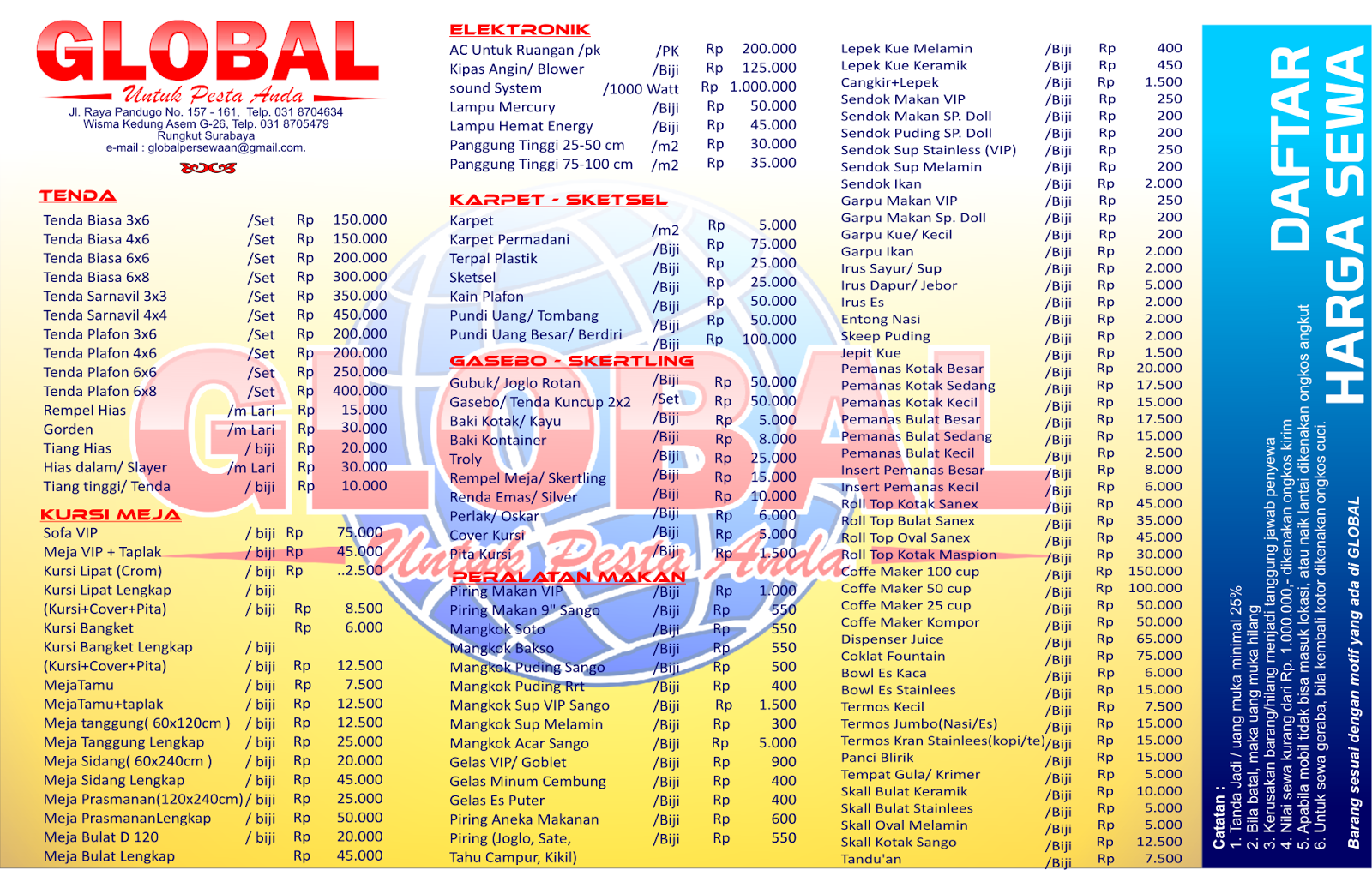 update info daftar harga persewaan alat pesta global ...