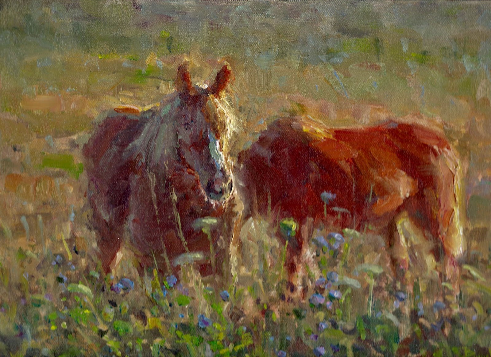 Paul Brunelle Art: New Painting Chickory and Queen Annes Lace 9 x 13 inches