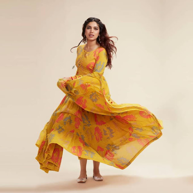 Bollywood Actress Bhumi Pednekar In Yellow Dress At Raisin Cloth Store Launch Navel Queens