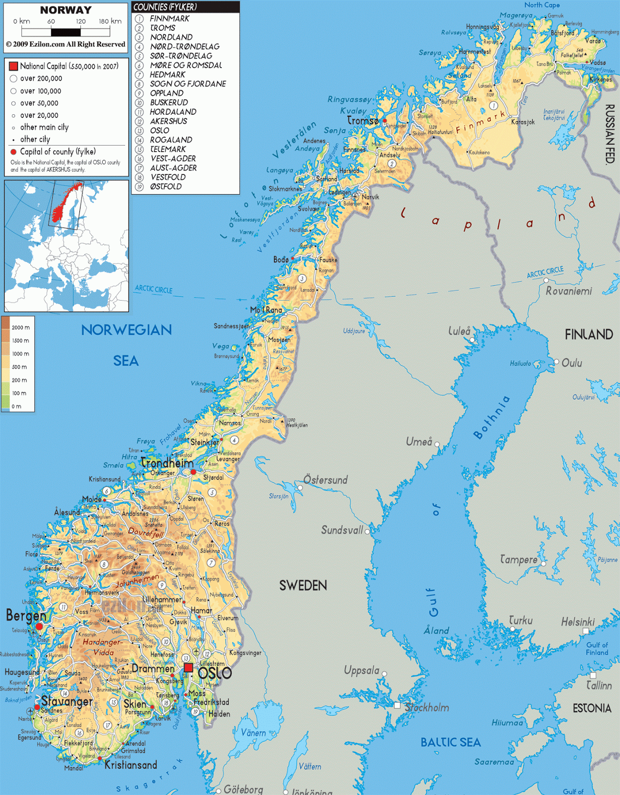 Noruega | Mapas Geográficos da Noruega