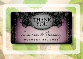 large labels thank you wedding purple gothic halloween