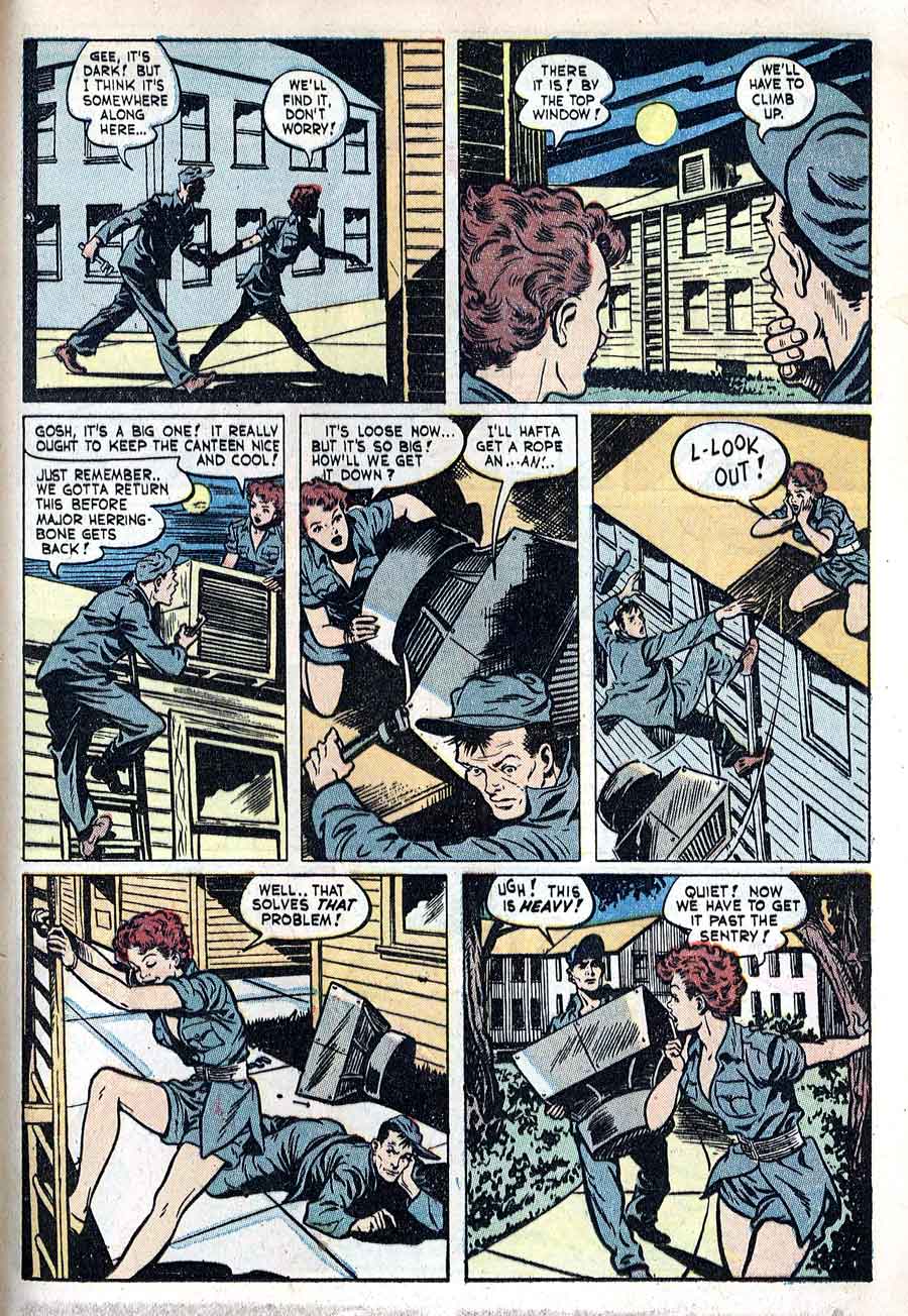 Matt Baker golden age 1950s st john canteen kate war comic book page art - Fightin' Marines #2