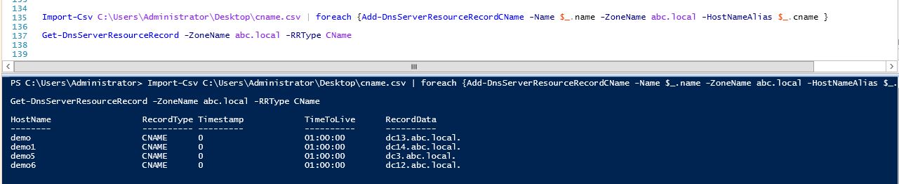 Tech Sol PowerShell Script Add Multiple CNAME Records From CSV File To Windows Server Using 