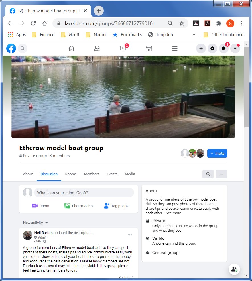 Etherow Model Boat club New Club Facebook Group