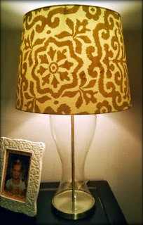 Lamp shade retrofitted to thrift store lamp base