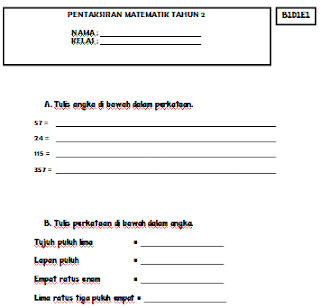 ~LIFE IS WONDERFUL~ Soalan Pentaksiran Matematik Tahun 2
