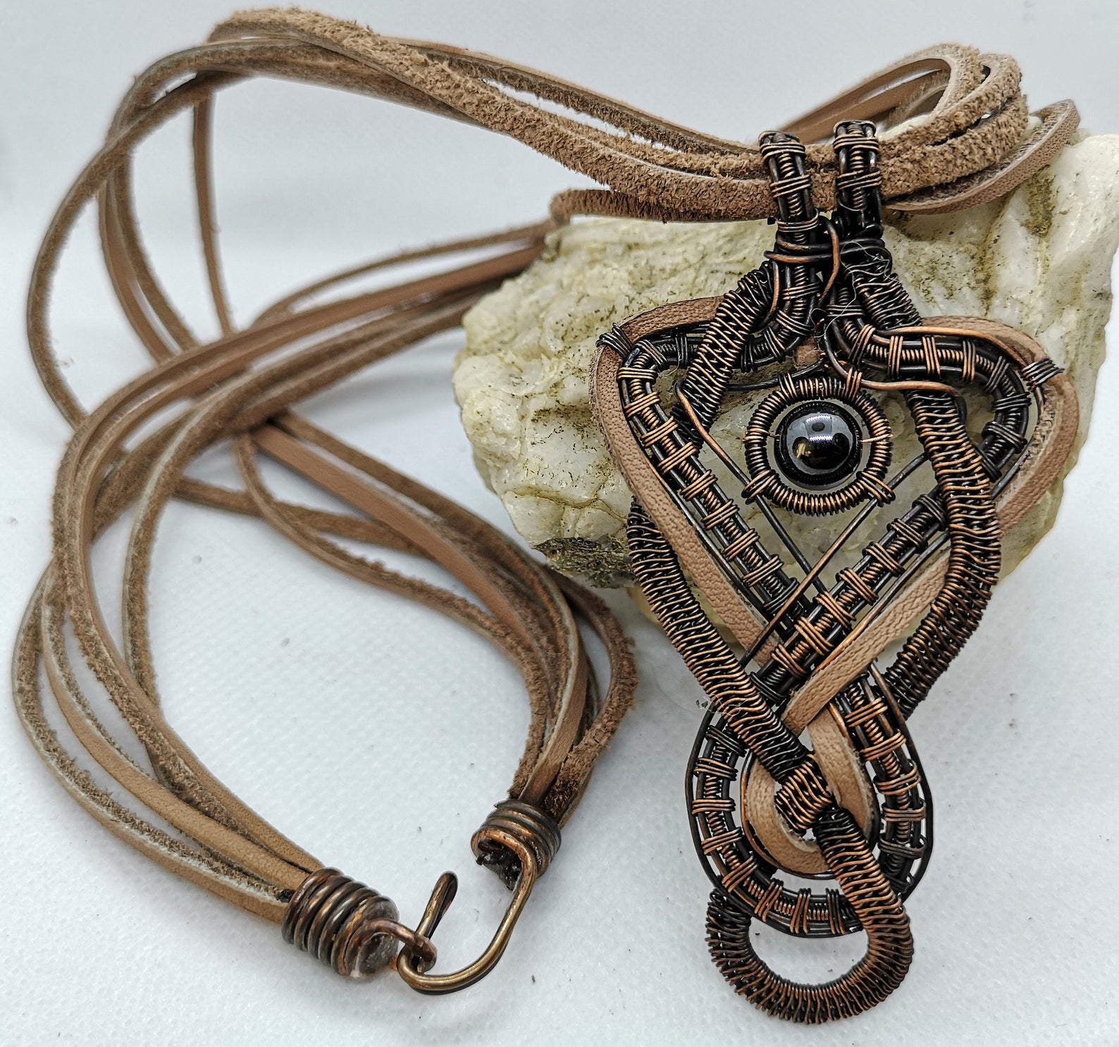 Bold Unisex Wire Wrapped and Leather Jewelry by LeatherworksSUMA / The