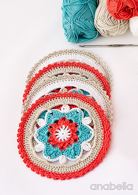 Daffodil crochet coasters by Anabelia Craft Design