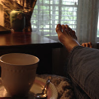 lazy sunday, hot tea, sterling spoon and french-manicured toes