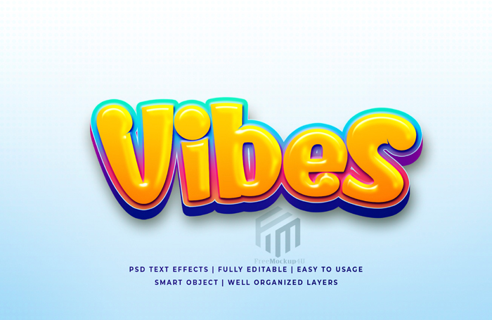 Vibes 3D Editable Text Style Effect Psd Template Vibes 3D Editable Text Style Effect Psd Template