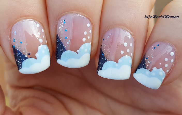 Life World Women Winter Christmas French Manicure Nail Art Idea Winter Christmas French Manicure Nail Art Idea