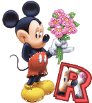 Alfabeto tintineante de Mickey con ramo de flores R.